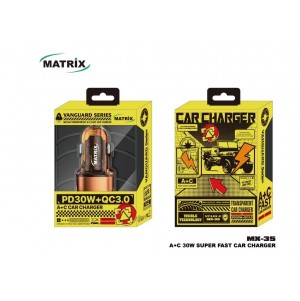 MX35 : شاحن سيارة ماتريكس فائق السرعة - قوة PD 30W + QC 3.0